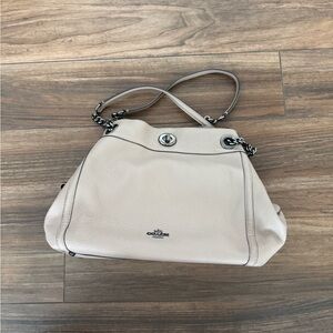 Coach Light Taupe Leather Shoulder Bag